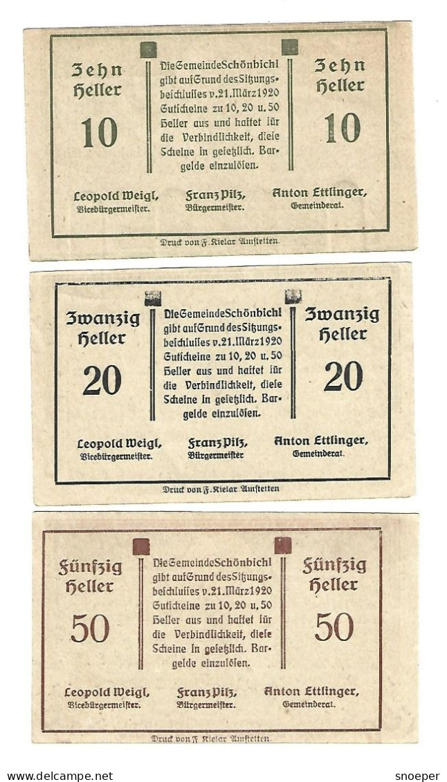 **Austria Notgeld  Schonbihl Serie Compleet  969.2a - Austria