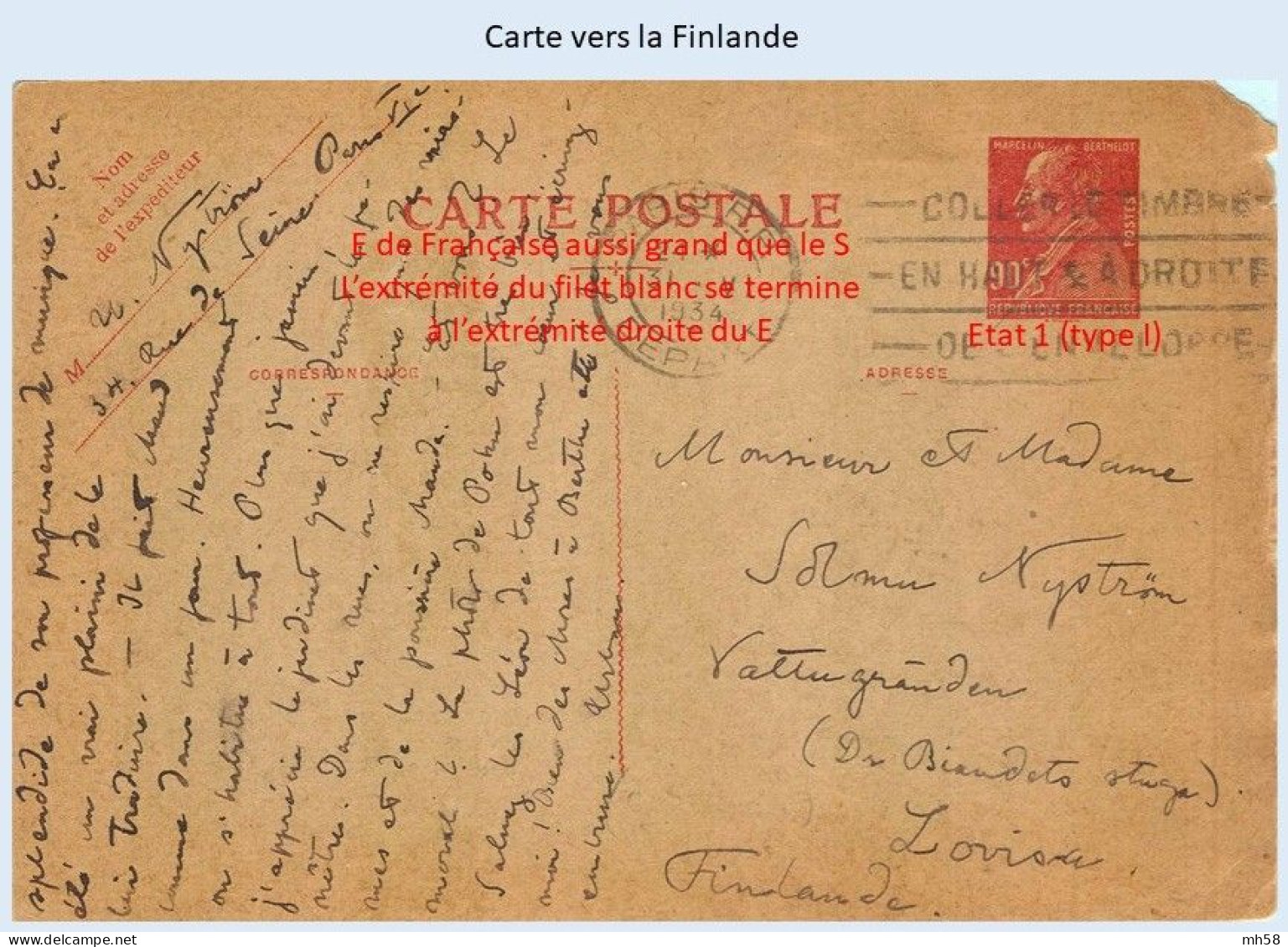 Entier FRANCE - Carte Commémo Oblitéré Vers Finlande - 90c Berthelot Rouge - Postales Tipos Y (antes De 1995)