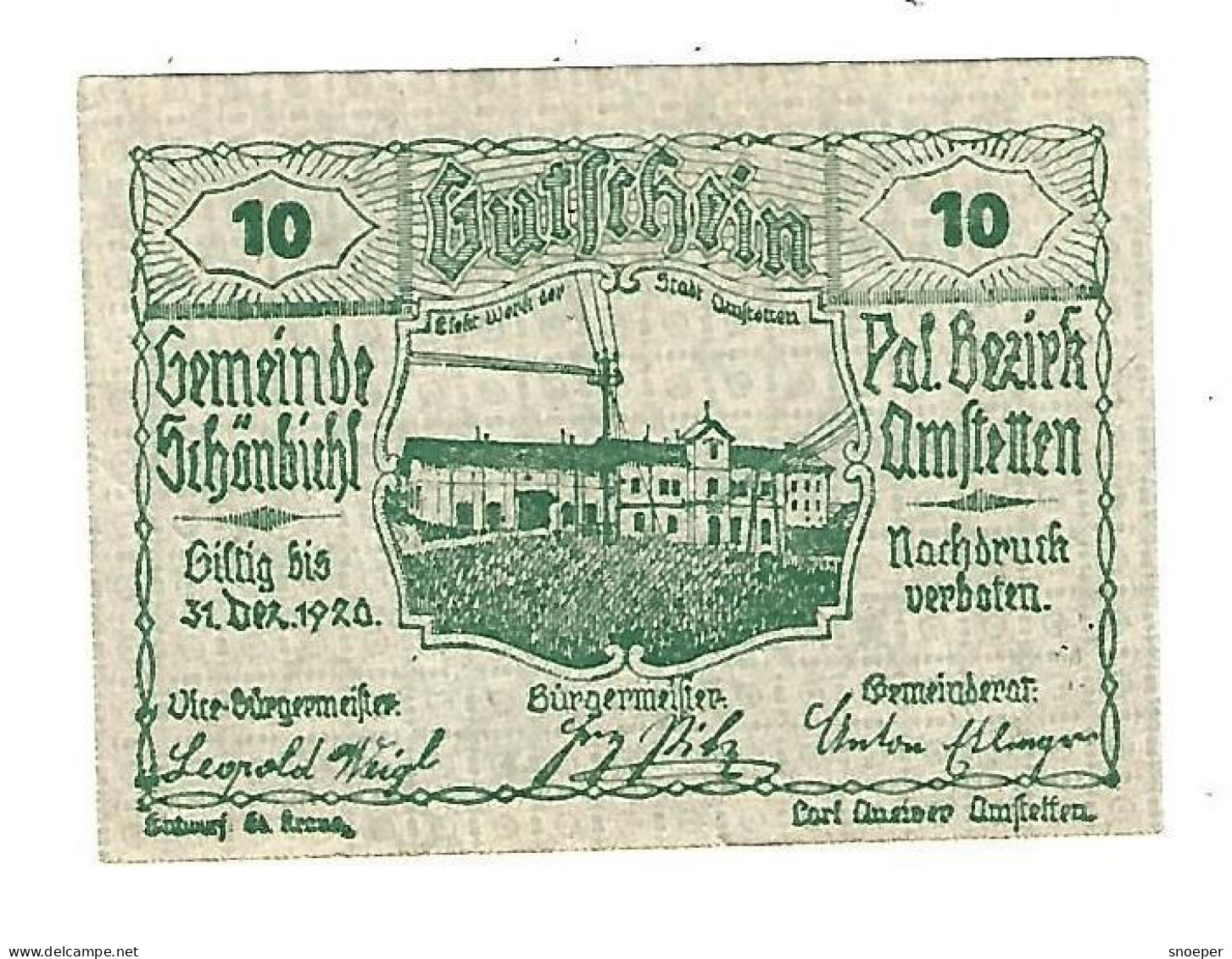 **Austria Notgeld  Schonbihl 10 Heller 969.3 - Austria