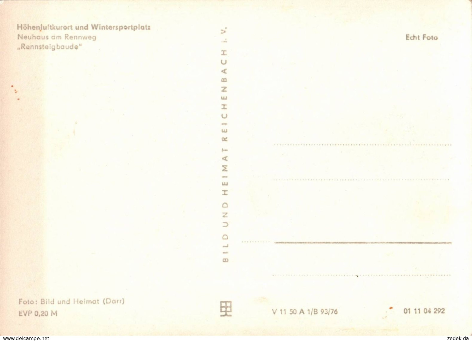 H1519 - Neuhaus Am Rennweg - Rennsteig Baude Rennsteigbaude Innenansicht - Bild Und Heimat Reichenbach - Neuhaus