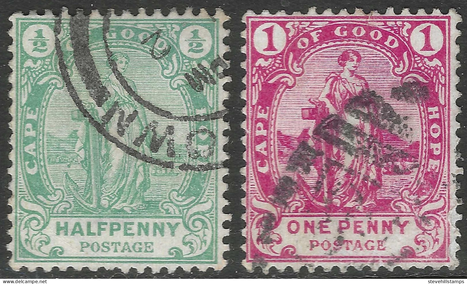 Cape Of Good Hope (CoGH). 1893-1902 Hope. ½d, 1d Used SG 58, 59a. M4121 - Kap Der Guten Hoffnung (1853-1904)