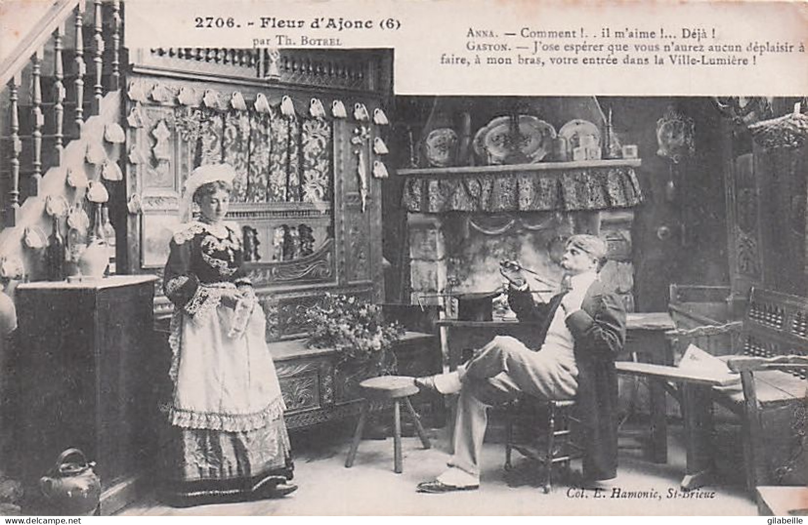 Theatre - Fleur d' Ajonc - Pièce de Th. Botrel - lot 8 cartes - 1909