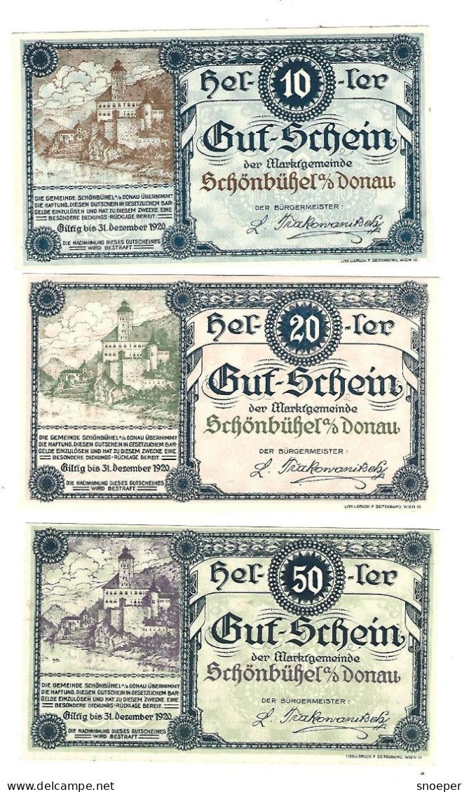 **Austria Notgeld  Schonbuhel Serie Compleet 970.1  Cat Val 15 Euro - Autriche