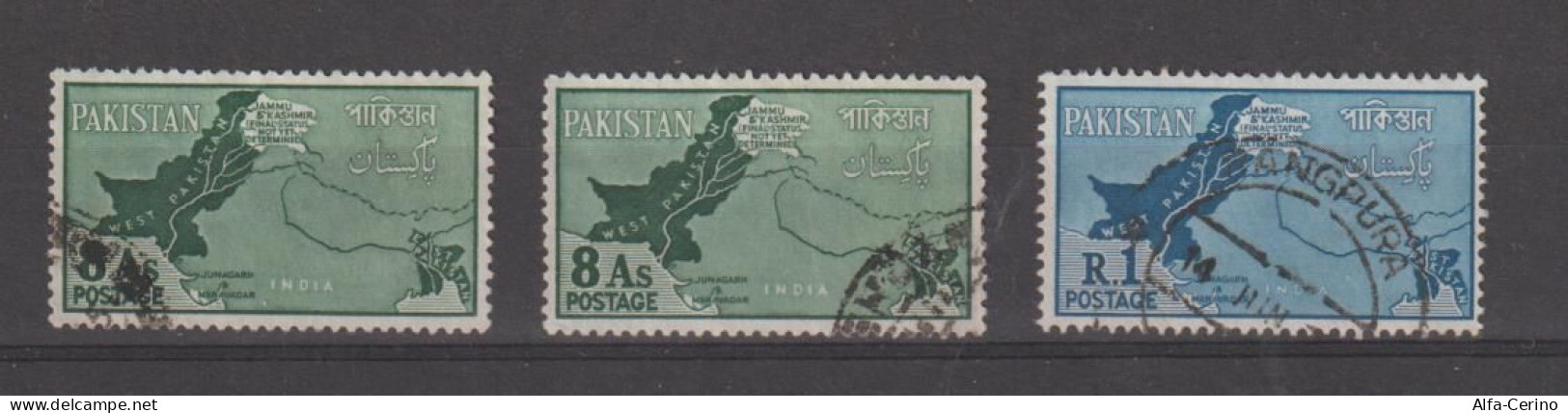 PAKISTAN:  1960   CACHEMIRE  DAY  -  LOT  3  USED  STAMPS  -  YV/TELL. 111 (x2) + 112 - Pakistán