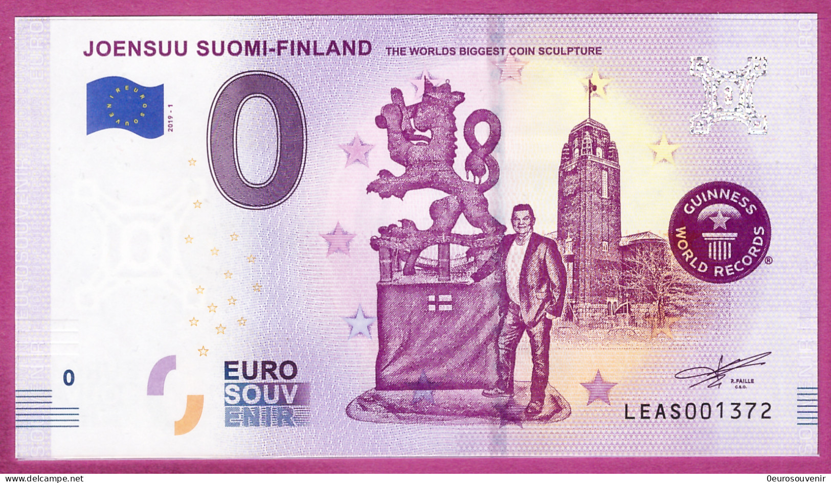 0-Euro LEAS 2019-1 JOENSUU SUOMEN-FINLAND - THE WORLDS BIGGEST COIN SCULPTURE - GUINNESS WORLD RECORDS - Private Proofs / Unofficial