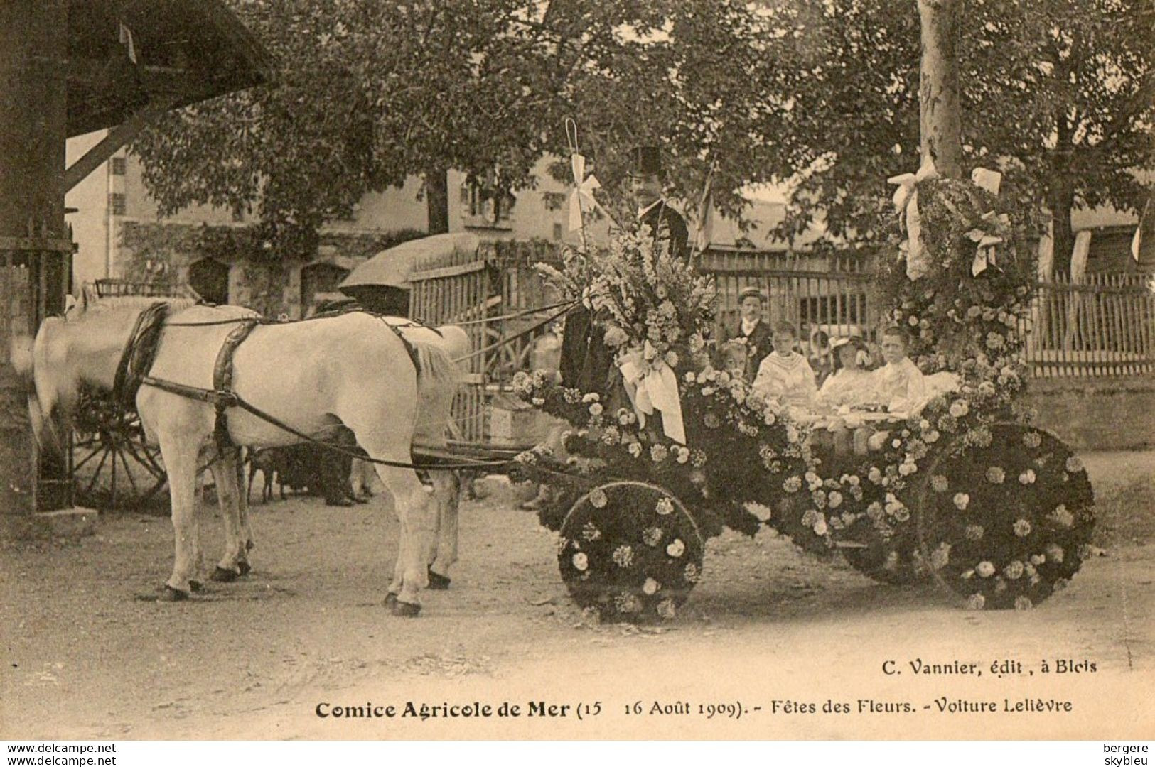 41. CPA - MER - Comice Agricole De Mer - Avril 1909 -  Fête Des Fleurs - Voiture Décorée Lelièvre - - Mer