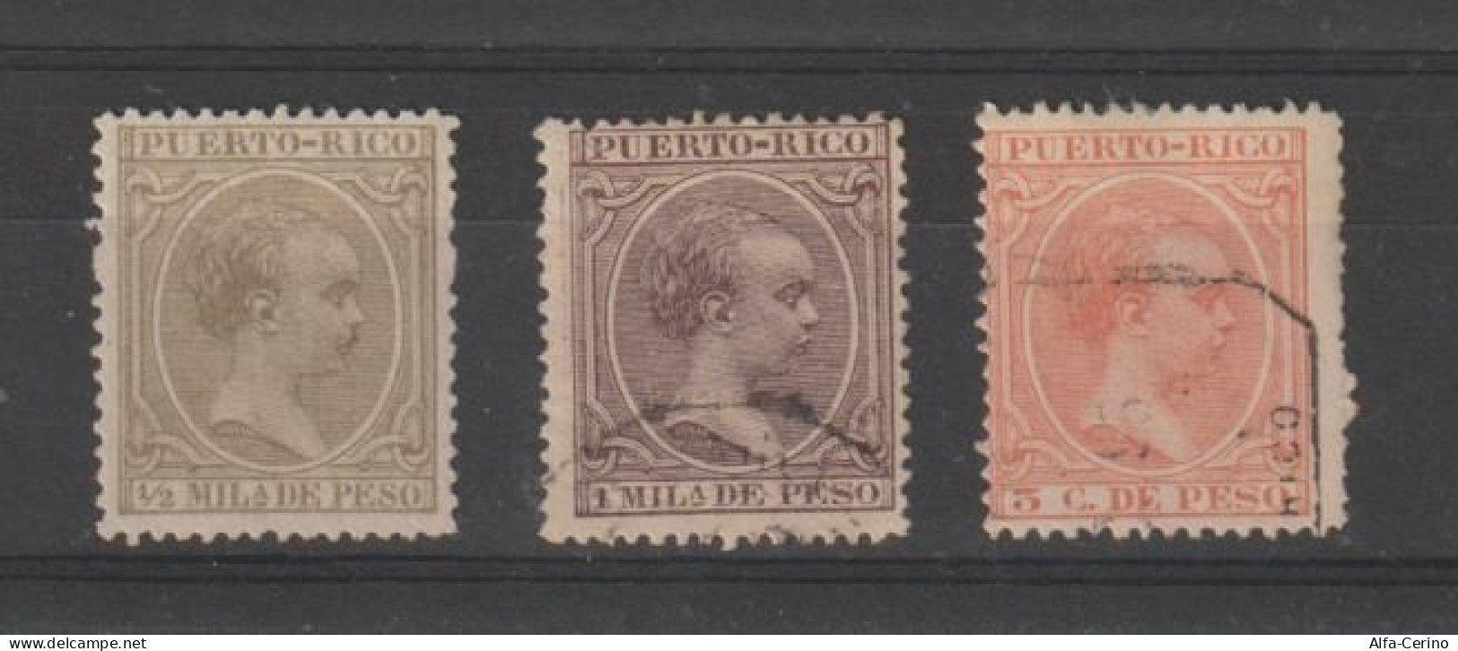 PUERTO  RICO:  1891/92  ALFONSO  XIII°  -  LOT  3  USED  STAMPS  -  YV/TELL. 86//94 - Puerto Rico