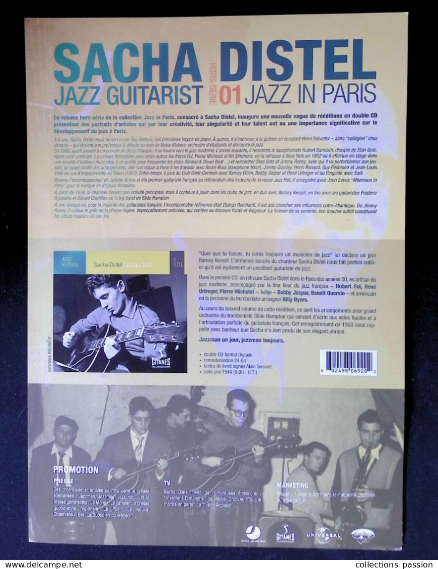 Publicité, Spectacle, Musique Et Musiciens, Sacha Distel, Jazz Guitarist, Jazz In Paris,  Cd, 11 Juin 2003, Frais 2.25 E - Reclame