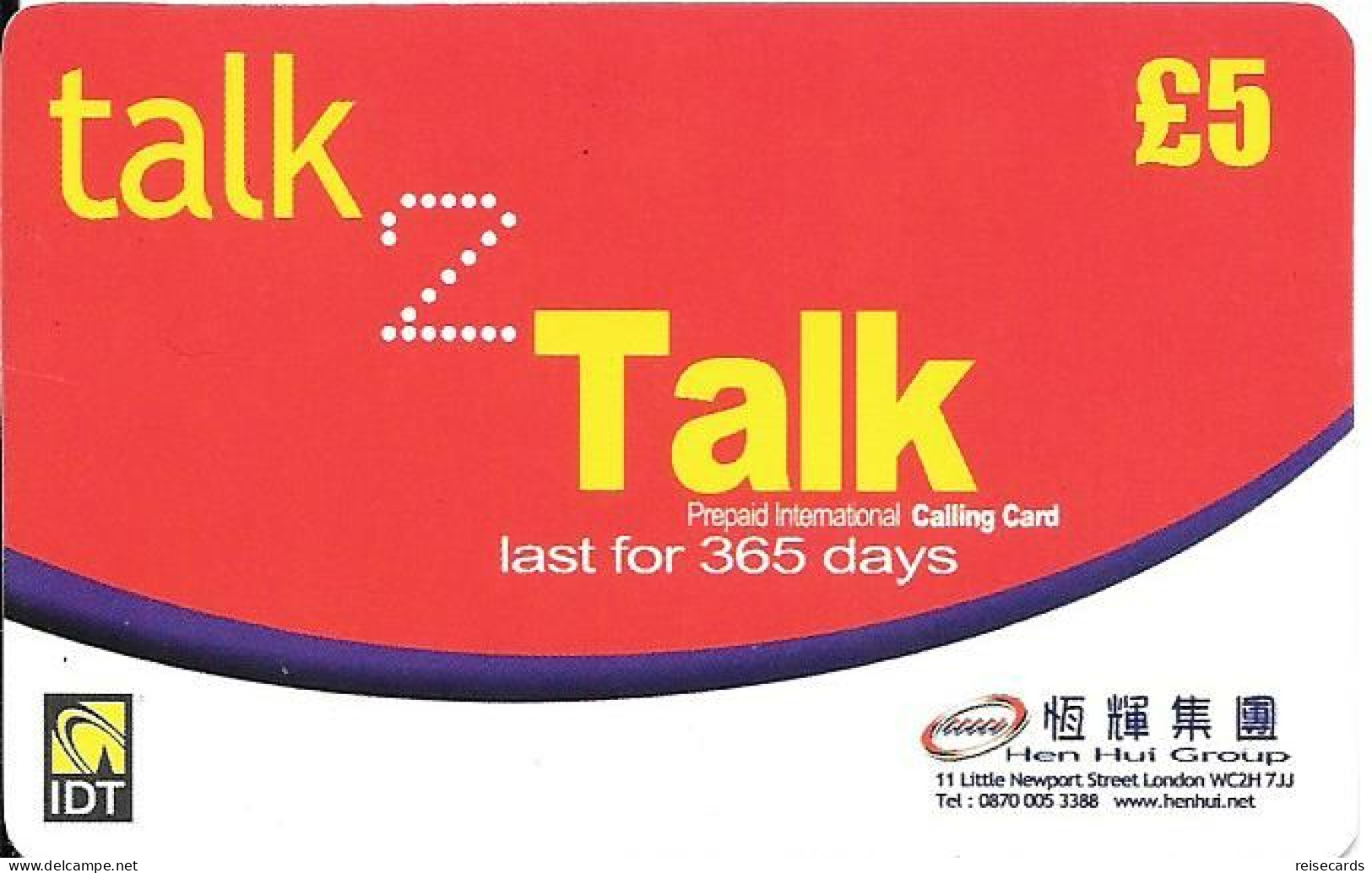 Great Britain: Prepaid IDT - Talk 2 Talk - Autres & Non Classés