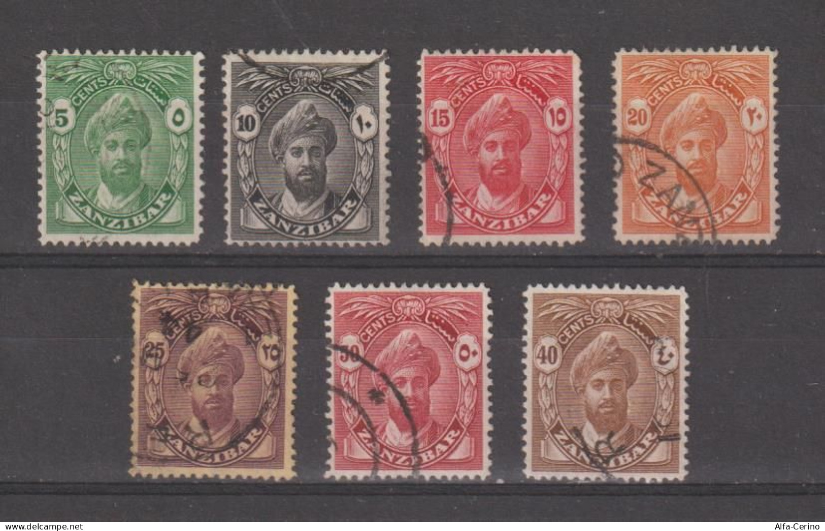 ZANZIBAR:  1936  THE  SULTAN  -  LOT  7  USED  STAMPS  -  YV/TELL. 178//185 - Zanzibar (...-1963)