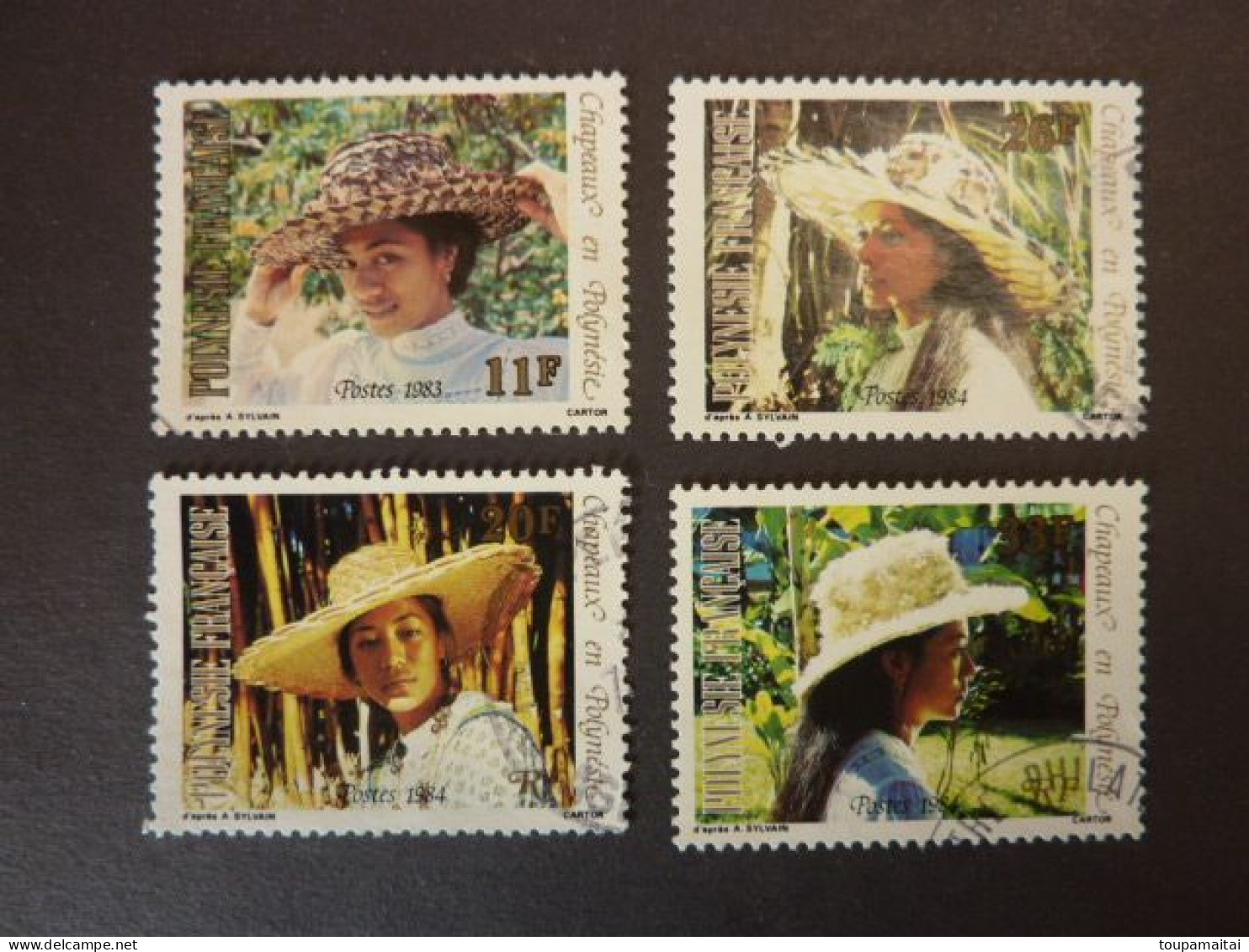 POLYNESIE FRANCAISE, Année 1983-84, YT N° 198-212-213-214 Oblitérés, Chapeaux De Femmes - Usados