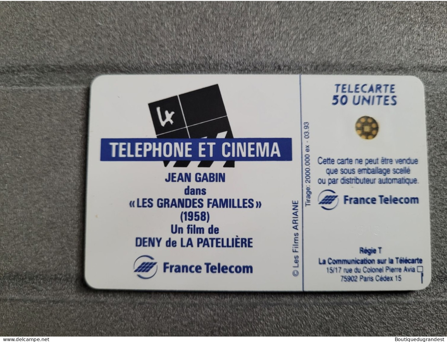 Télécarte 50 Jean Gabin - Cinema