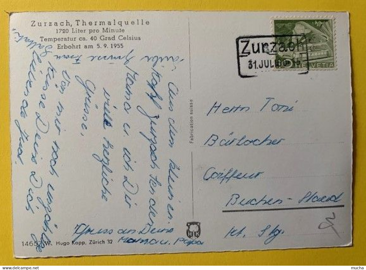 20370 - Cachet Zurzach 31.07.1960 Sur Carte Postale  Zurzach Thermalquelle - Poststempel