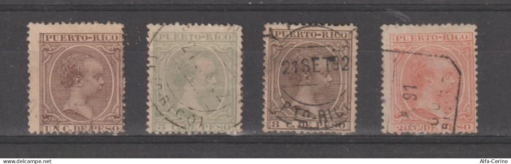 PUERTO  RICO:  1894  ALFONSO  XIII°  -  LOT  4  USED  STAMPS  -  YV/TELL. 106//113 - Porto Rico