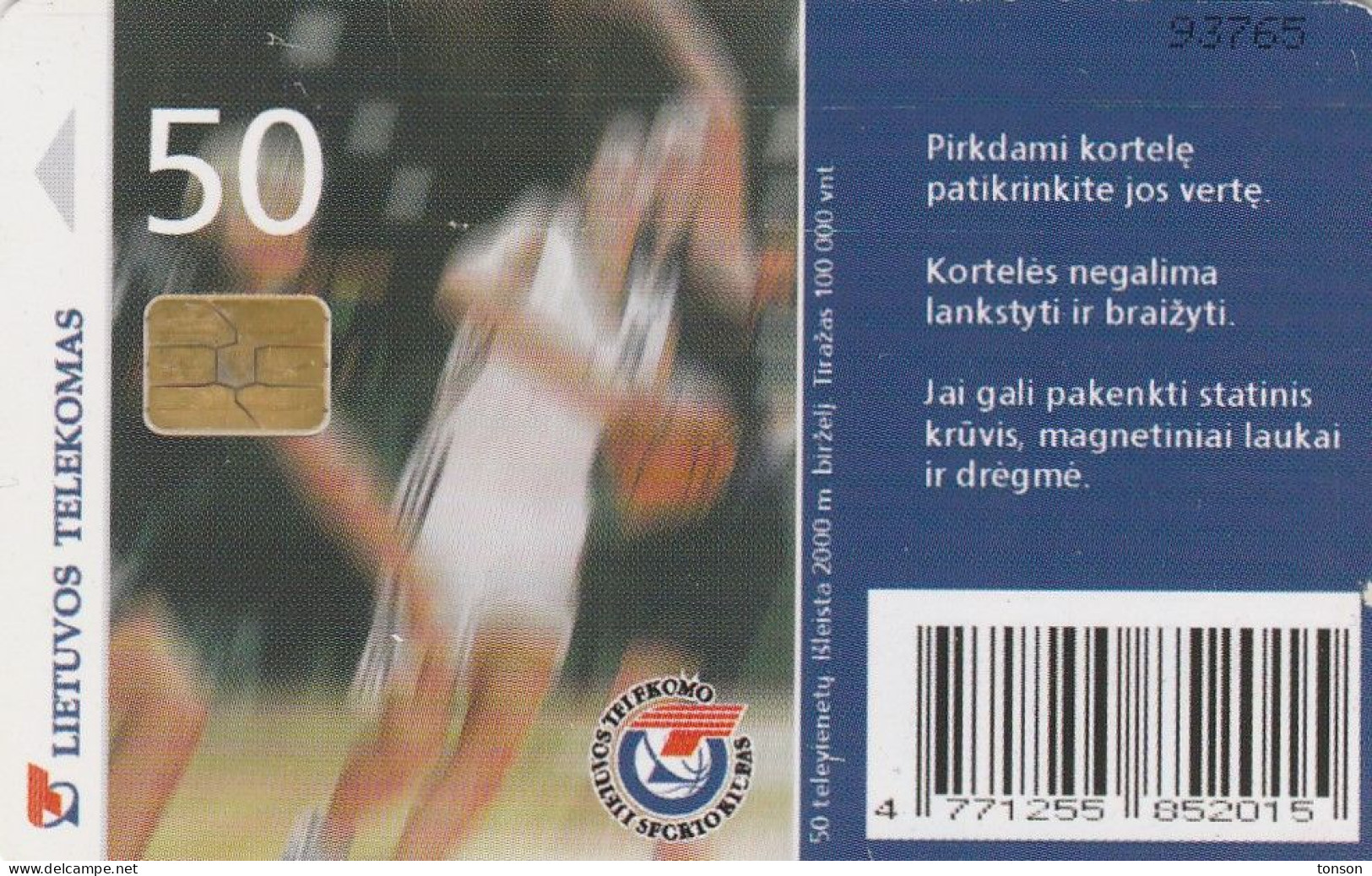 Lithuania, LTU-C48, Lietuvos Telekomas Basket-Ball Team, 2 Scans. - Lituania