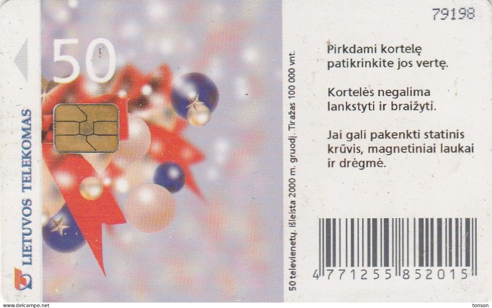 Lithuania, LTU-C63, I Wish You Bright Christmas, 2 Scans. - Lithuania