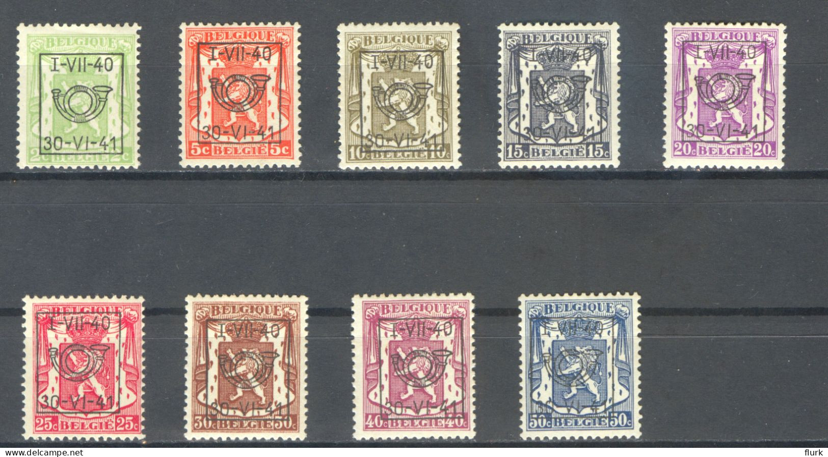 België PRE446-PRE454 X Cote €50 Perfect - Typos 1936-51 (Kleines Siegel)