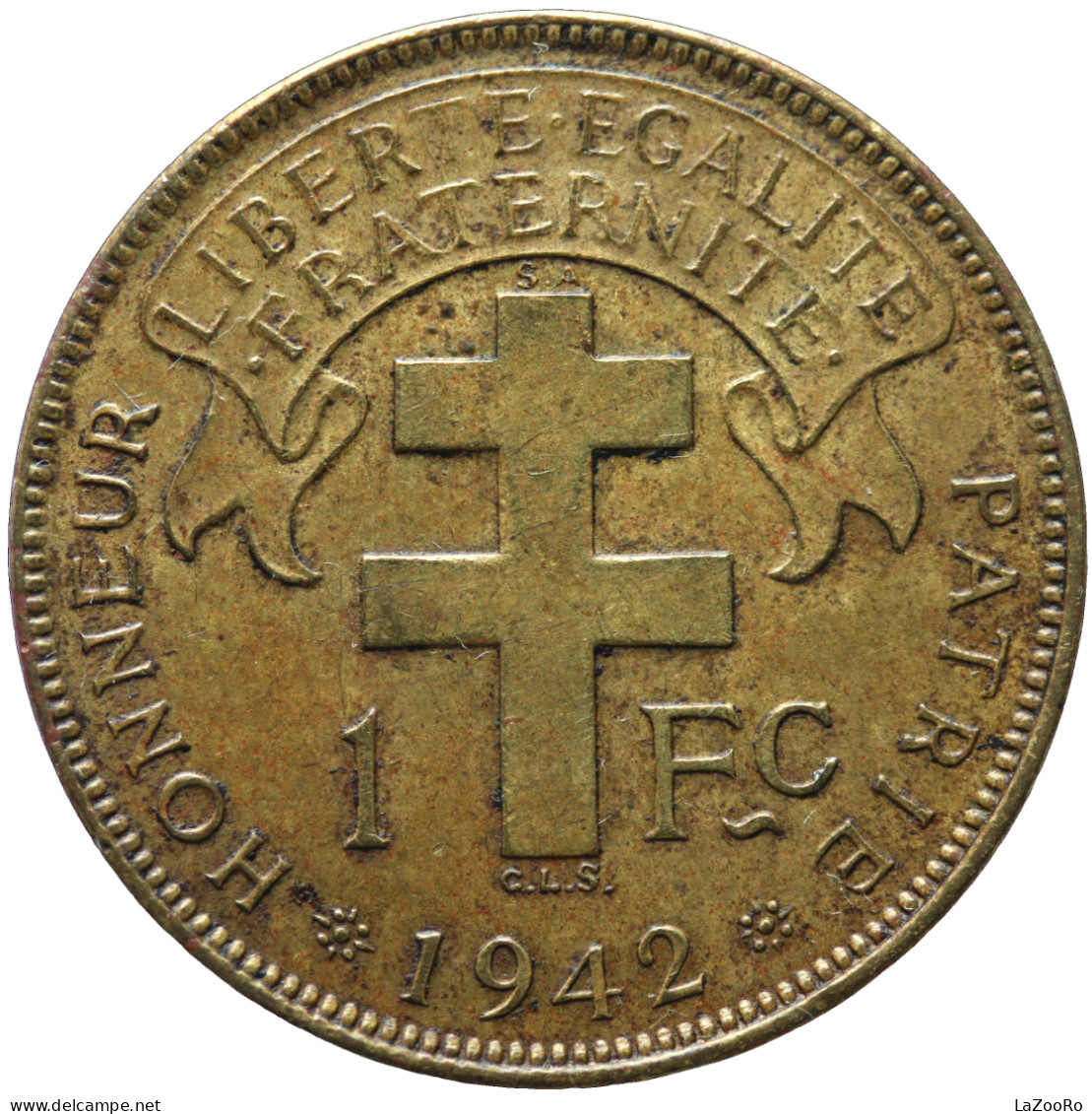 LaZooRo: French Equatorial Africa  1 Franc 1942 SA XF / UNC - Französisch-Äquatorialafrika