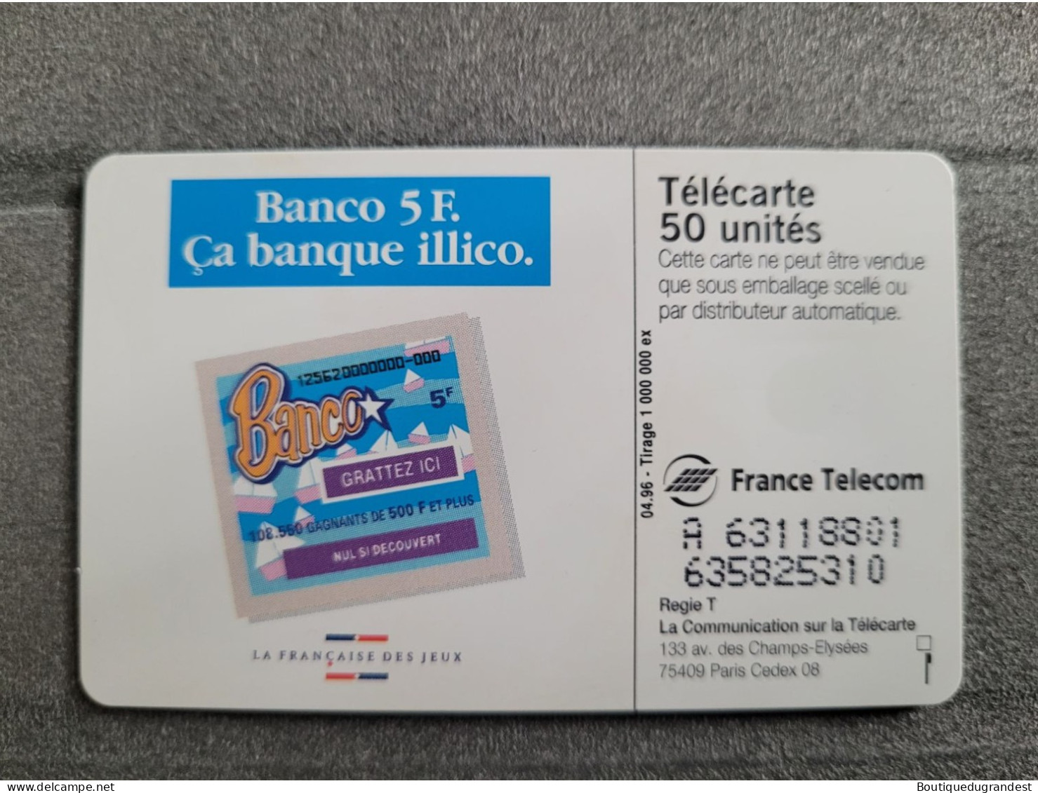 Télécarte 50 Banco Bleu - Jeux