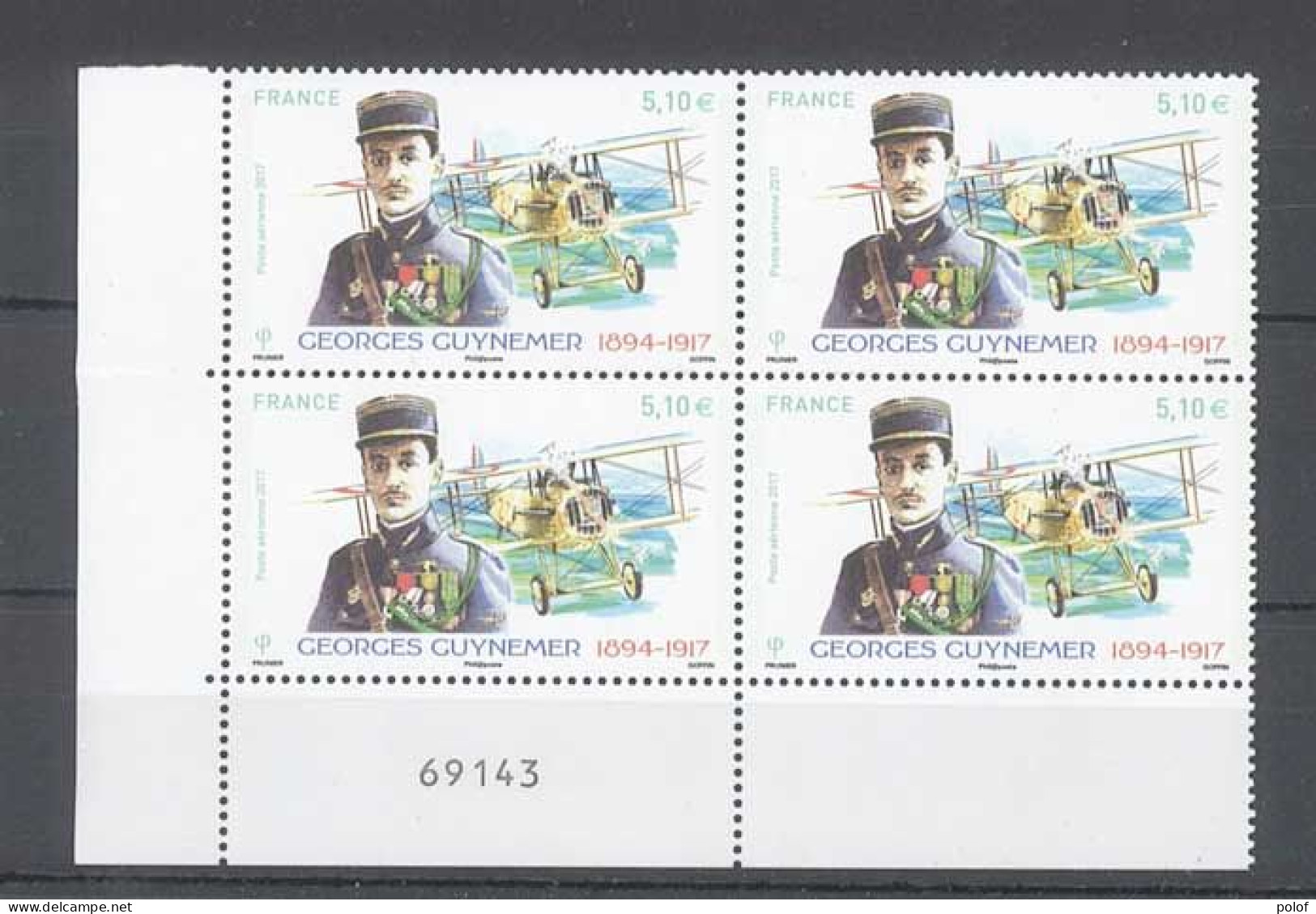 POSTE AERIENNE - Bloc De 4 - Yvert  81 (Georges Guynemer) - Neuf Sans Trace De Charnière BDF Numéroté - 1960-.... Mint/hinged