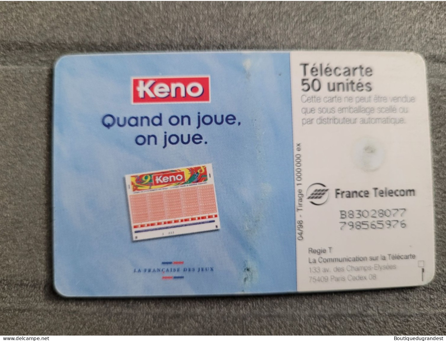 Télécarte 50 Keno - Giochi