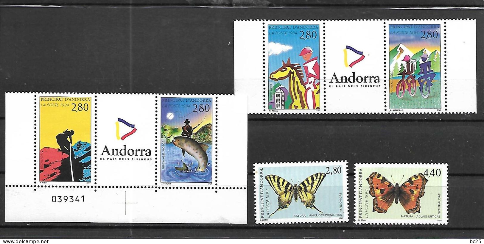 ANDORRE -24 SUPERBES  TIMBRES NEUFS * * AVEC 5 TRIPTYQUES- SERIES COMPLETES-DE 1992-94- 2 SCANS - Neufs