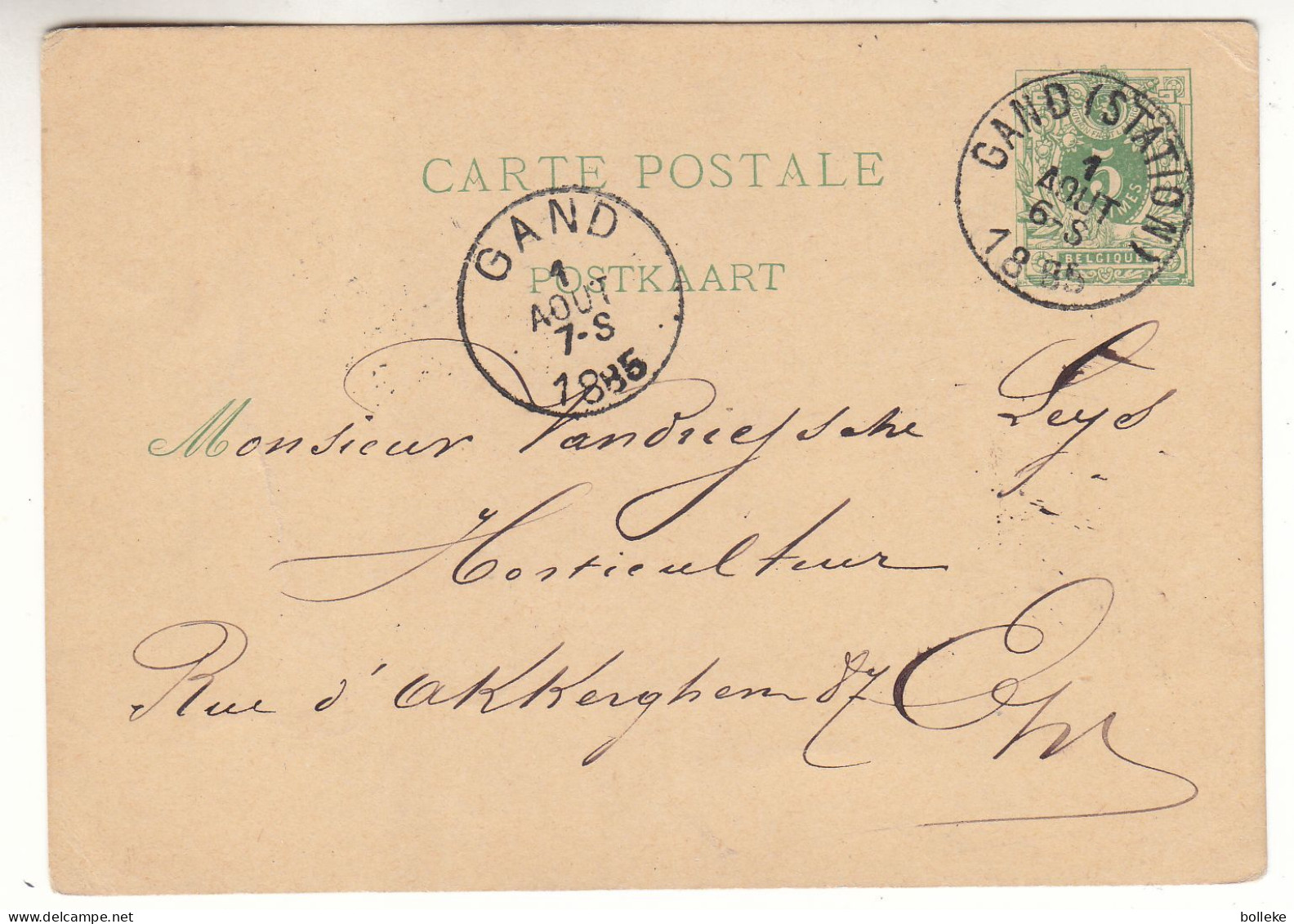 Belgique - Carte Postale De 1885 - Entier Postal - Oblit Gand Station - - Tarjetas 1871-1909