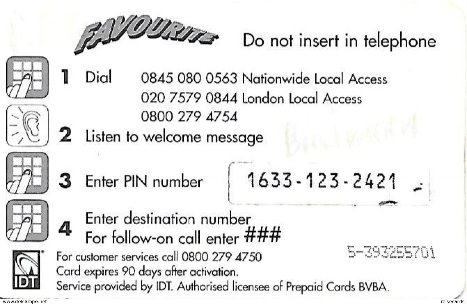 Great Britain: Prepaid IDT - Favourite 90 Days - Otros & Sin Clasificación
