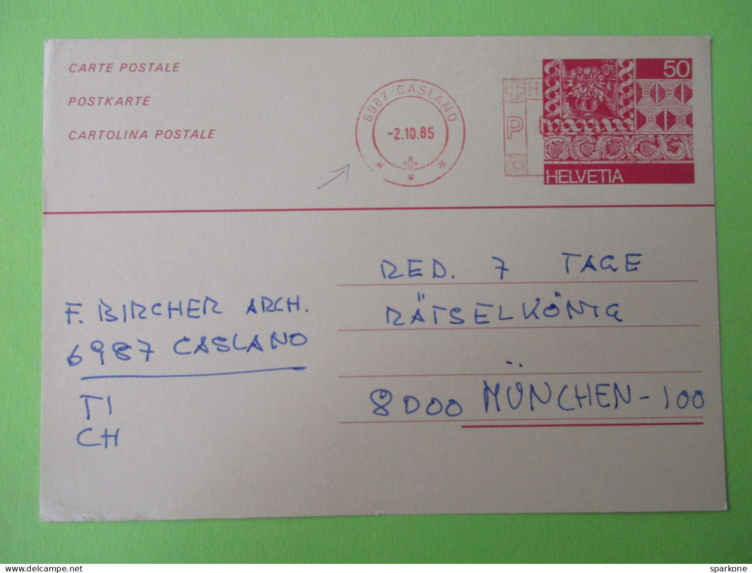 Helvetia - Suisse Entier Postal De 1985 - Stamped Stationery