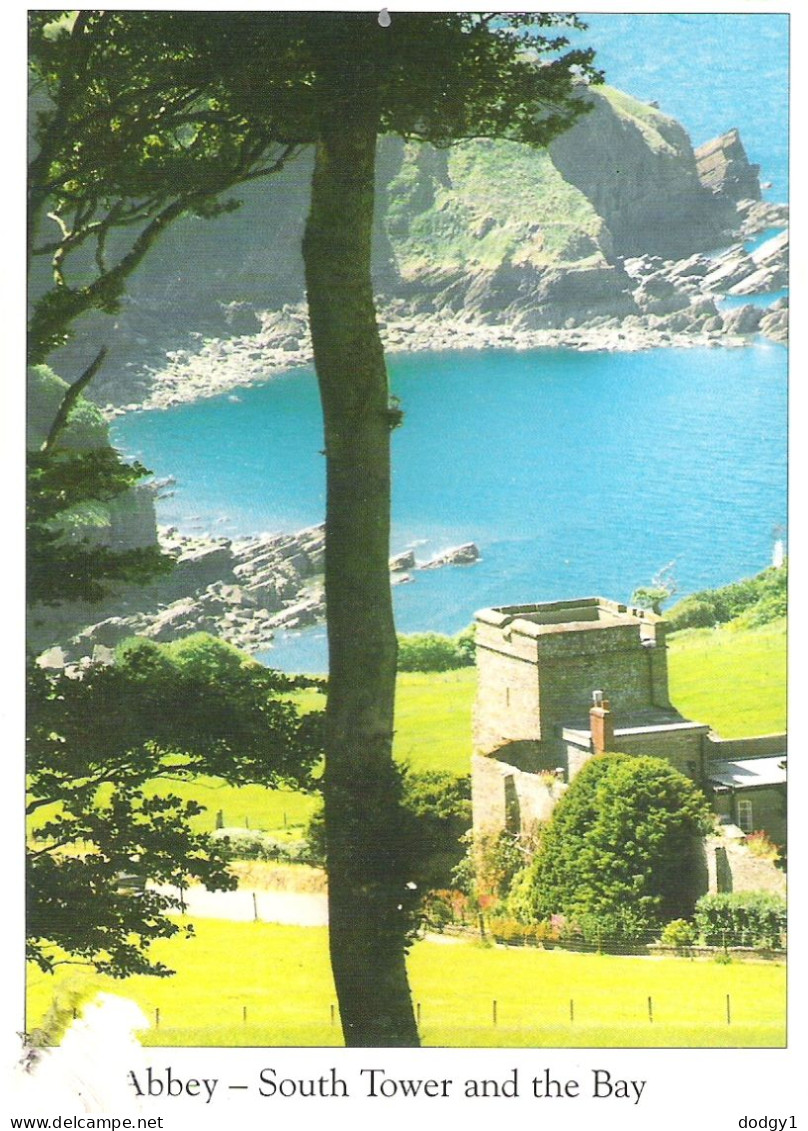 LEE ABBEY, SOUTH TOWER AND BAY, NORTH DEVON, ENGLAND. USED POSTCARD Mm8 - Altri & Non Classificati