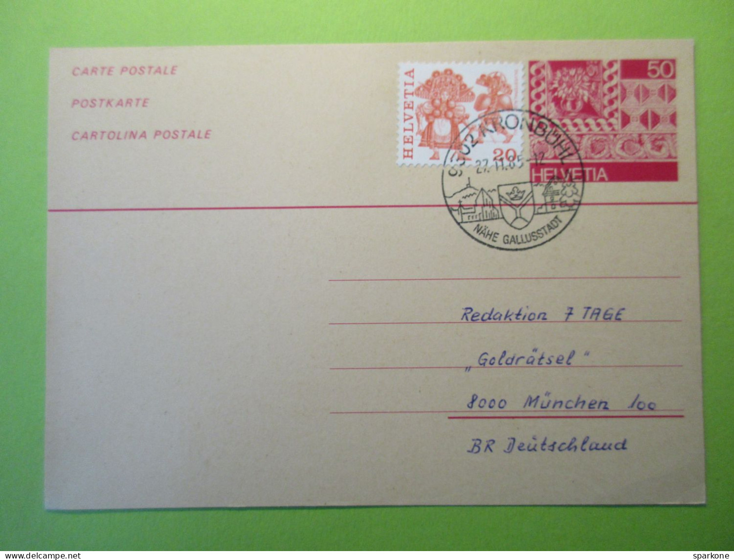 Helvetia - Suisse Entier Postal De 1985 - Entiers Postaux
