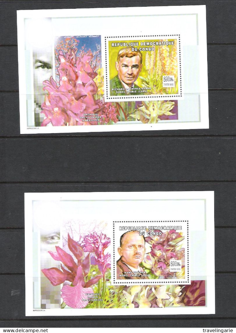 Democratic Republic Of Congo 2002 Nobel Prize Laureats And Orchids S/S MNH ** - Neufs