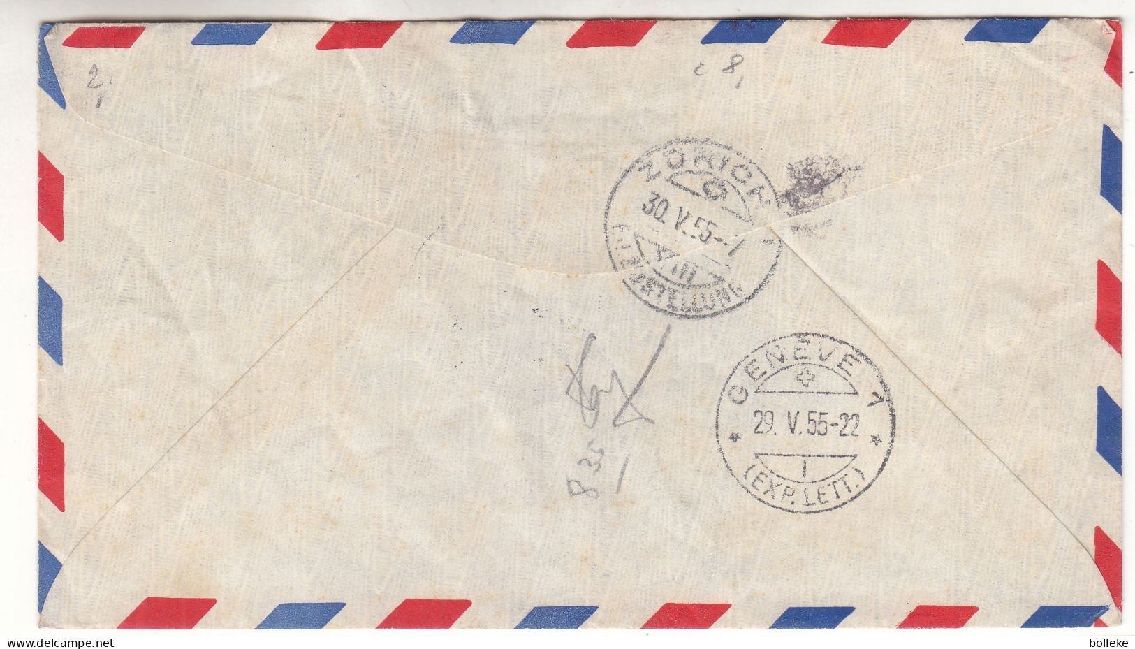 Israël - Lettre Exprès De 1955 - Oblit Haifa - Exp Vers Zürich - Cachet De Genève - Avions - Valeur 8,00 Euros - Storia Postale