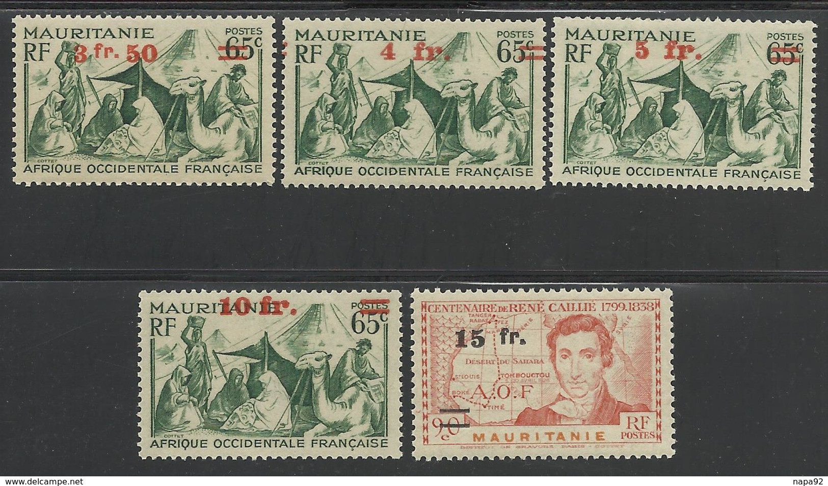 MAURITANIE 1944 YT 133/137** AVEC VARIETE - Unused Stamps