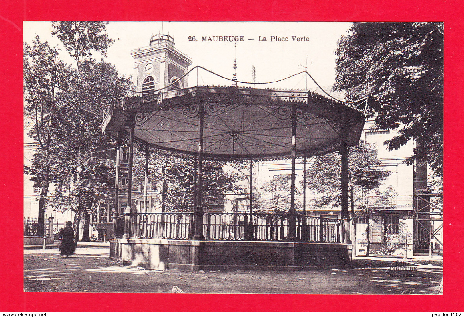 F-59-Maubeuge-13Ph59   La Place Verte, Le Kiosque, Cpa BE - Maubeuge