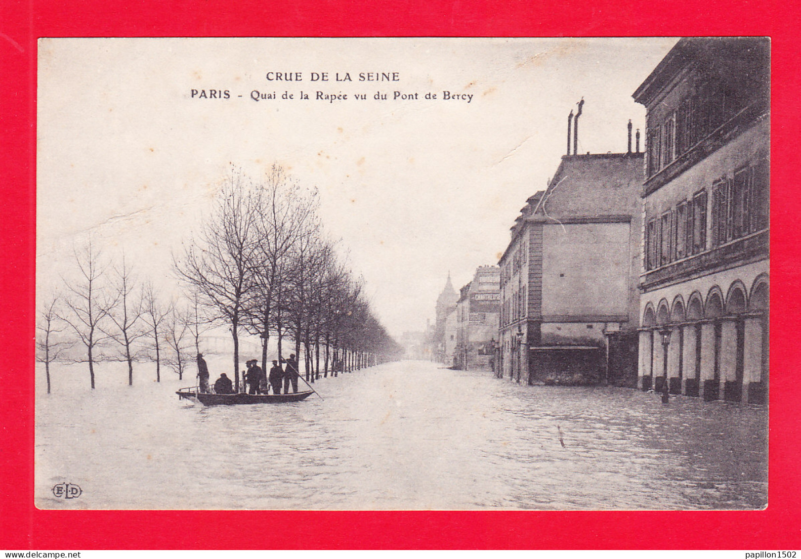 F-75-Paris-976Ph59  Les Inondations De Janvier 1910, Quai De La Rapée, Vu Du Pont De Bercy, Cpa BE - Inondations De 1910