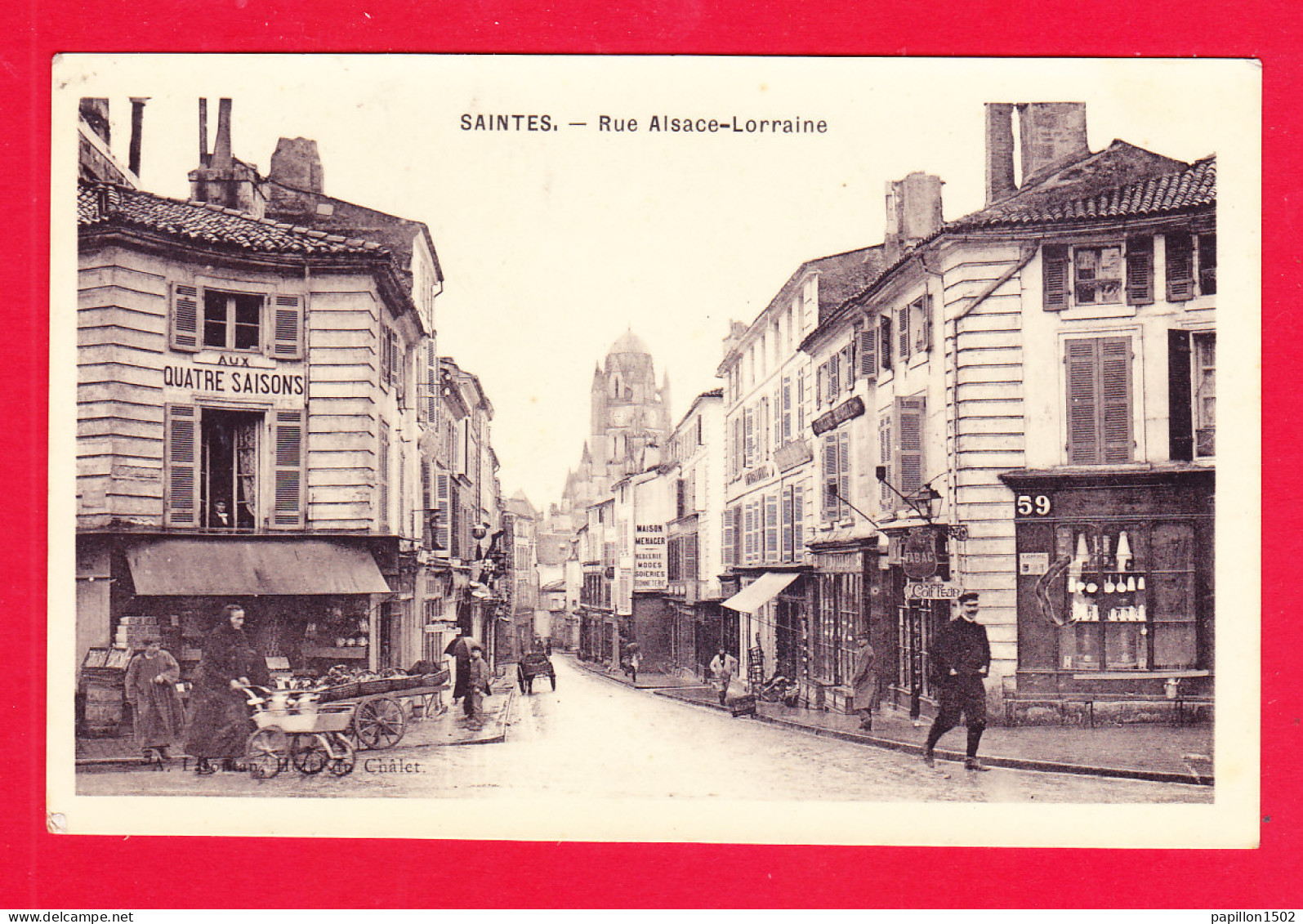 F-17-Saintes-204Ph116  Carte Glacée, La Rue Alsace Lorraine, Commerce Aux Quatre Saisons, Cpa BE - Saintes