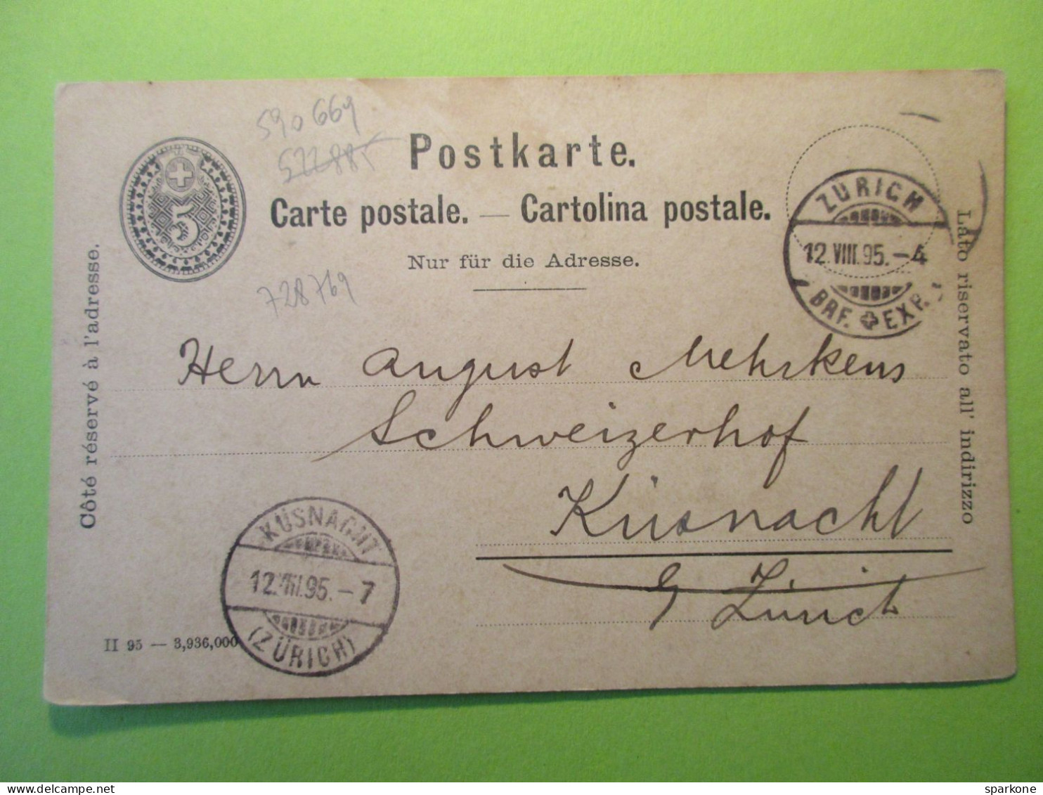 Helvetia - Suisse Entier Postal De 1895 - Entiers Postaux