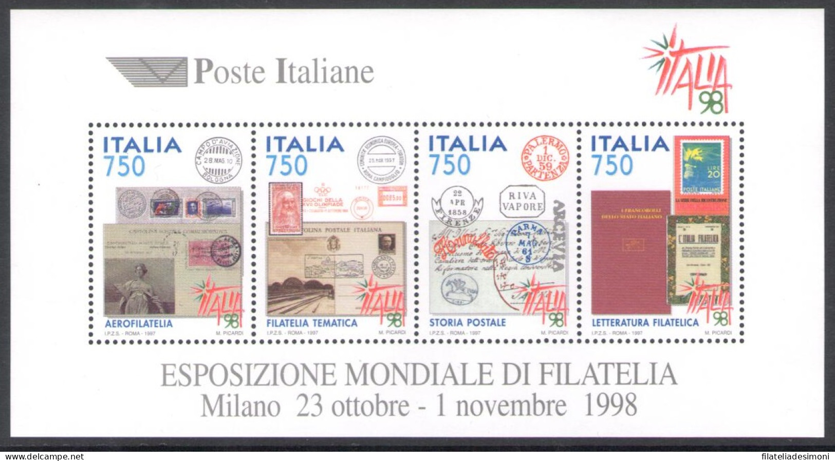 1997 Italia - Repubblica, " Italia 98 " - Foglietto N. 19 - MNH** - Blocchi & Foglietti