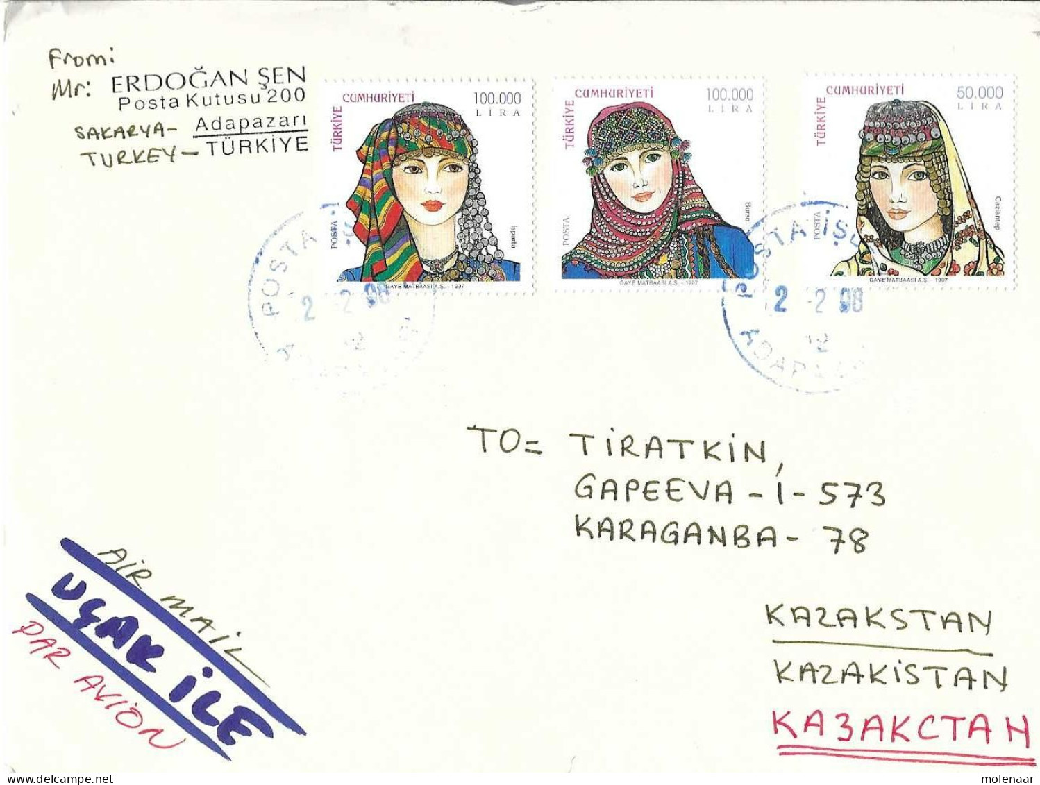 Postzegels > Europa > Turkije > 1921-... Republiek > 1990-99 > Brief Met No 3167-3138-3169 (16965) - Briefe U. Dokumente