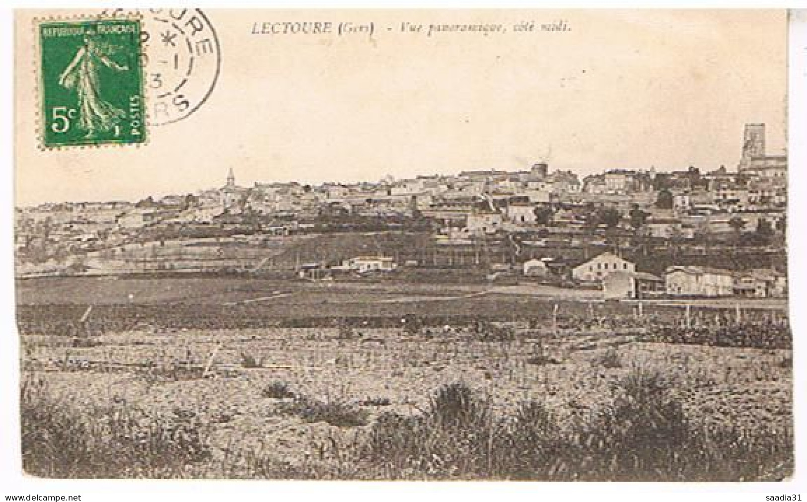 32  LECTOURE VUE PANORAMIQUE COTE MIDI 1913 - Lectoure