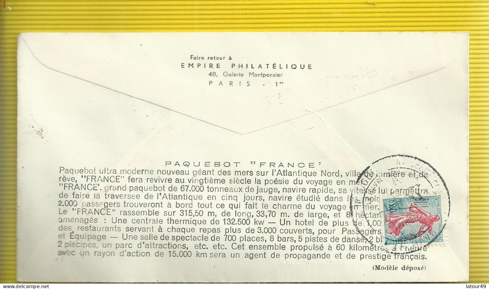 Enveloppe   Inaugural 3 Frvrier 1962geoppe  Premier Voyage    Paquebot  France - 1960-1969