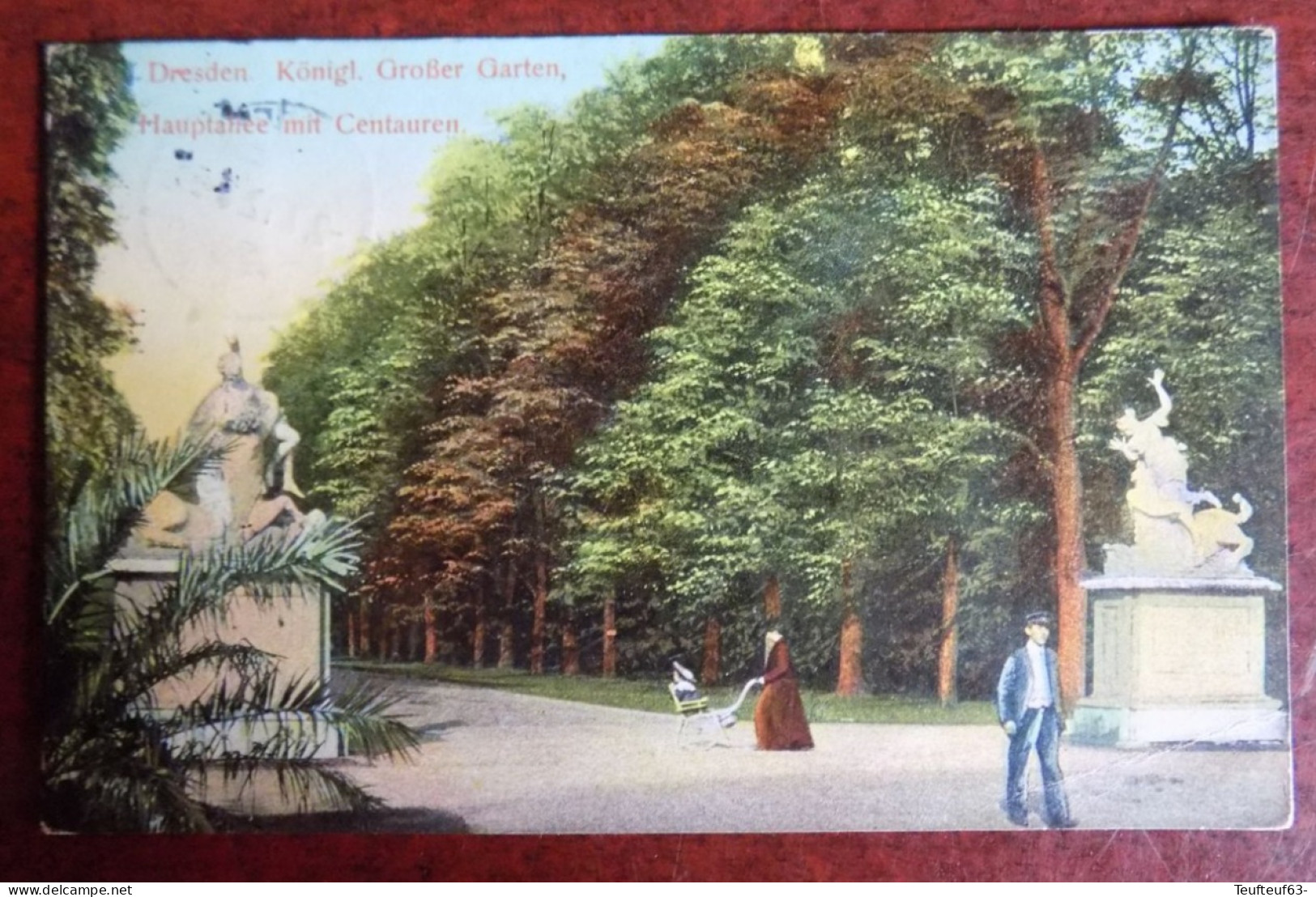 AK / Dresden ; Königl. Grosser Garten - Hauptallee Mit Centauren - Obl. Radeberg - Femme Poussette - Dresden