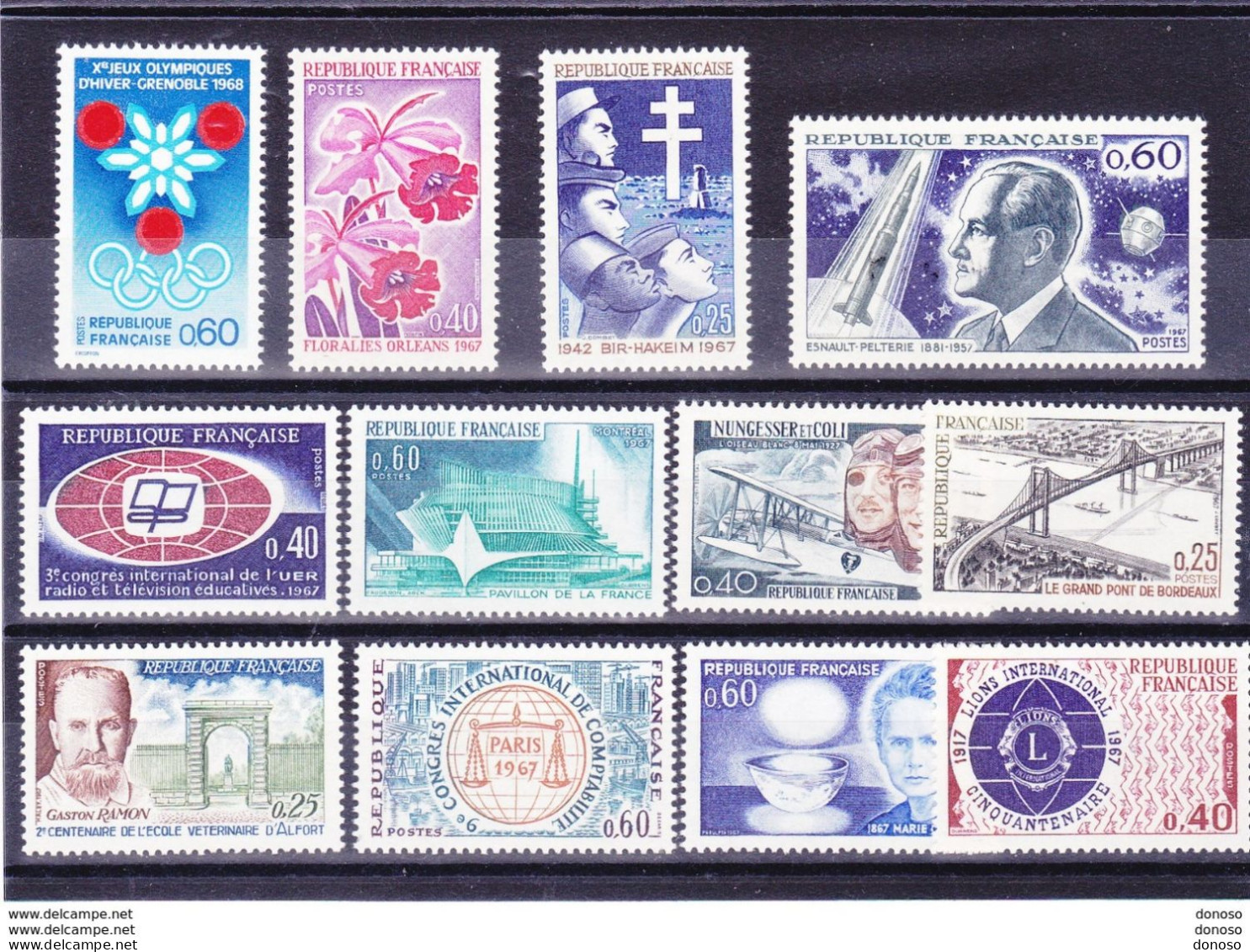 FRANCE 1967 Yvert 1515 + 1519-1520 + 1523-1524 + 1526-1529 + 1532-1534 NEUF** MNH Cote : 6 Euros - Unused Stamps