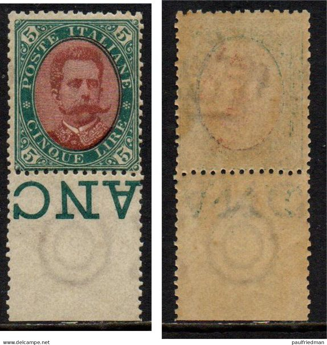 Regno 1889 - Effigie Umberto I 5 Lire BDF - Nuovo Con Lieve Imperfezione Gomma - MLH* - Ongebruikt