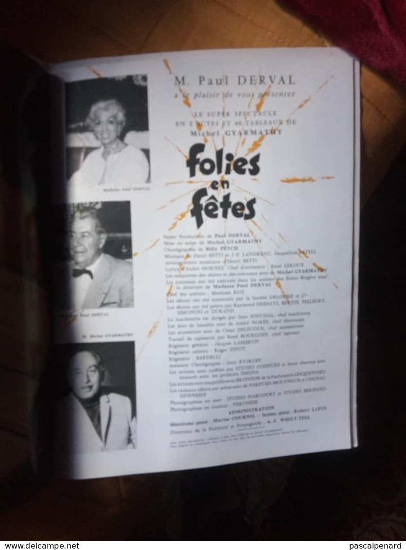 Programme Folies Bergère music-hall Cabaret érotisme Paris Artiste  Cabaret