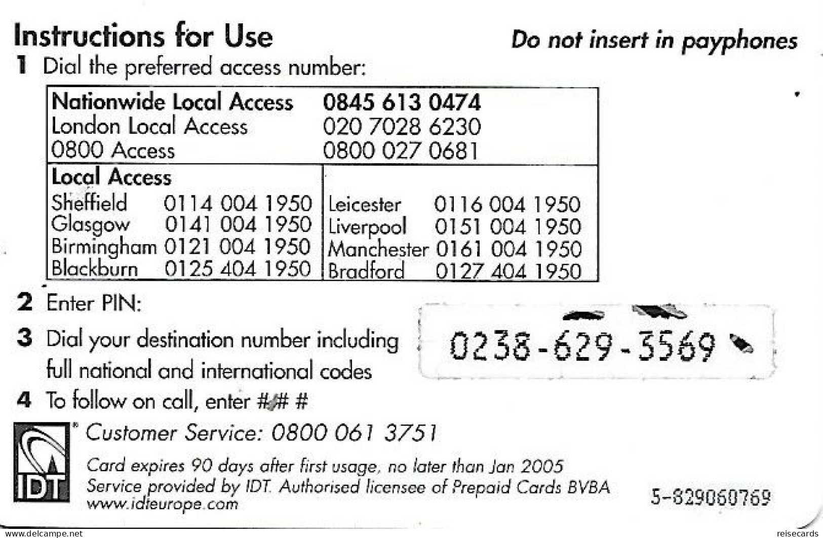 Great Britain: Prepaid IDT - Eagle 01.05 - Otros & Sin Clasificación