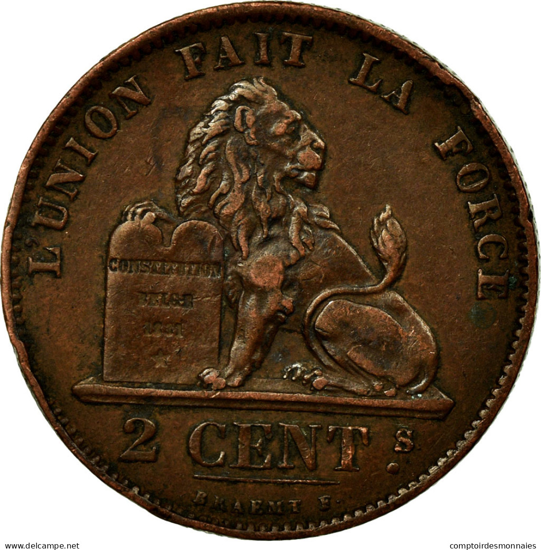 Monnaie, Belgique, Leopold II, 2 Centimes, 1876, TTB, Cuivre, KM:35.1 - 2 Cent