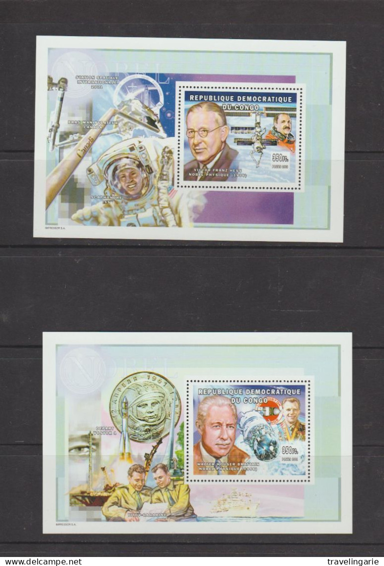 Democratic Republic Of Congo 2002 Nobel Prize Laureats And Space S/S Set MNH ** - Other & Unclassified