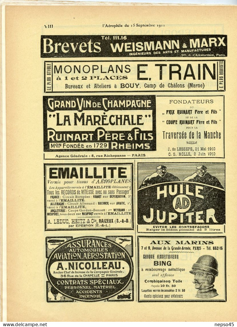 L'aérophile.Revue tecnique & pratique locomotions aériennes.1911.publie le Bulletin Officiel de l'Aéro-Club de France.